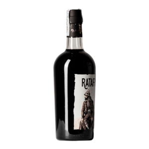 Bottiglia lato sinistro da 700 ml di Ratafia dei Briganti: il perfetto equilibrio tra dolcezza delle amarene e il gusto ricco del vino rosso e bianco, ideale per ogni occasione.